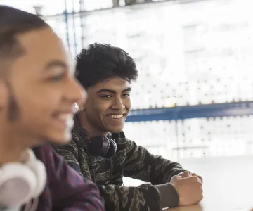 Two smiling teen boys