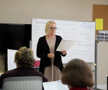 Woman teaching in classroom